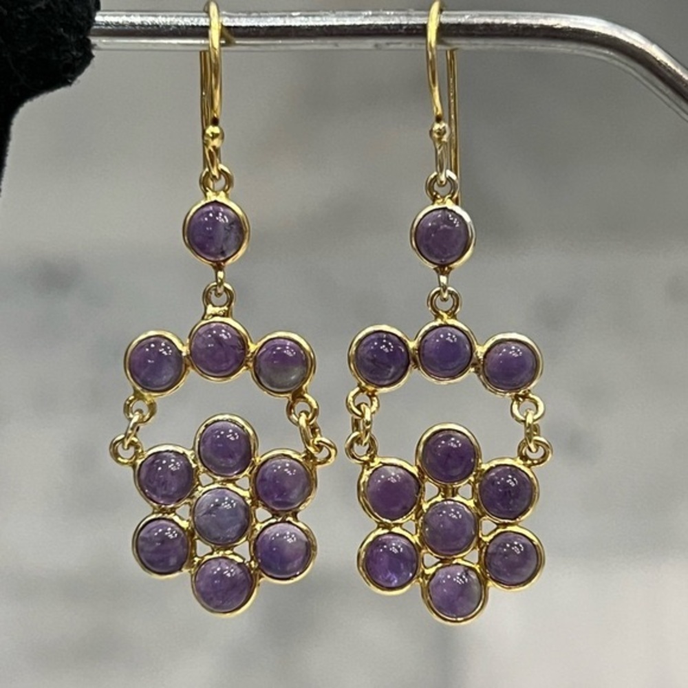 Amethyst YG Sterling Silver Chandelier Earrings